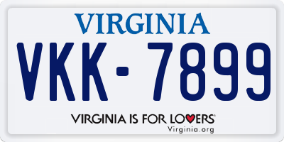 VA license plate VKK7899