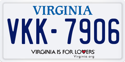VA license plate VKK7906