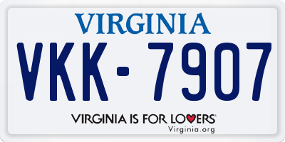 VA license plate VKK7907