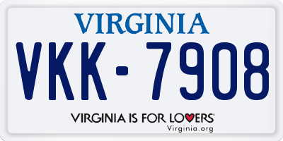 VA license plate VKK7908