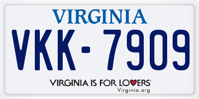 VA license plate VKK7909
