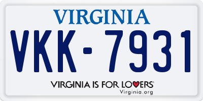 VA license plate VKK7931
