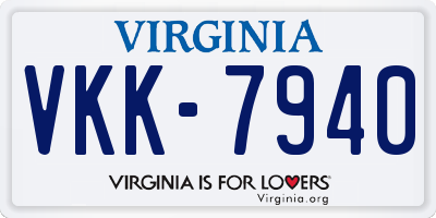 VA license plate VKK7940