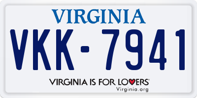 VA license plate VKK7941