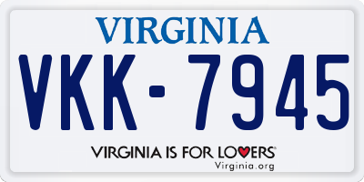 VA license plate VKK7945