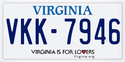 VA license plate VKK7946