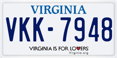VA license plate VKK7948