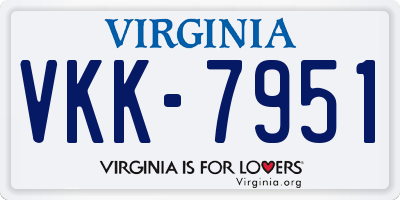 VA license plate VKK7951
