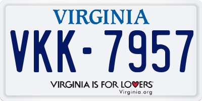 VA license plate VKK7957