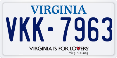 VA license plate VKK7963