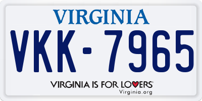 VA license plate VKK7965