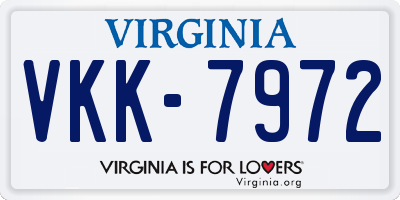 VA license plate VKK7972