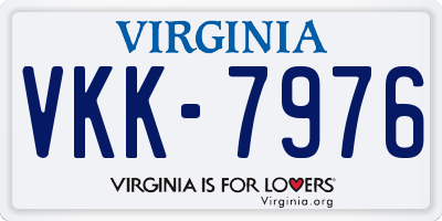 VA license plate VKK7976
