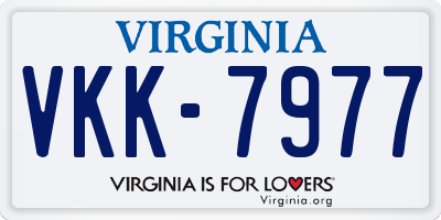 VA license plate VKK7977