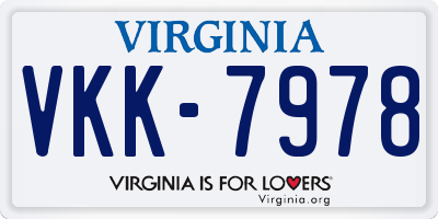 VA license plate VKK7978