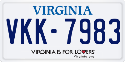 VA license plate VKK7983