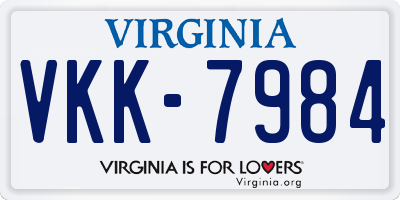 VA license plate VKK7984