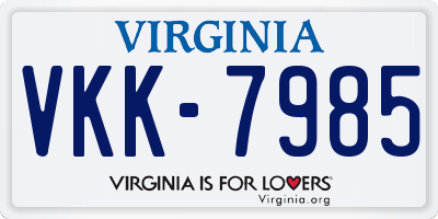 VA license plate VKK7985