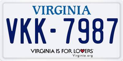 VA license plate VKK7987