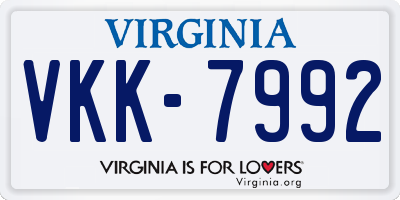 VA license plate VKK7992