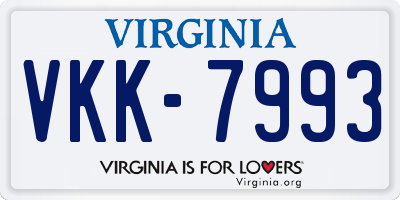 VA license plate VKK7993