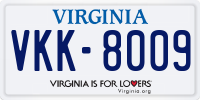 VA license plate VKK8009