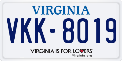 VA license plate VKK8019