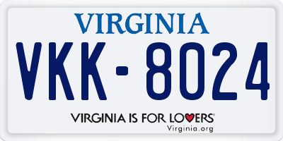 VA license plate VKK8024