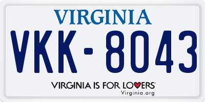 VA license plate VKK8043