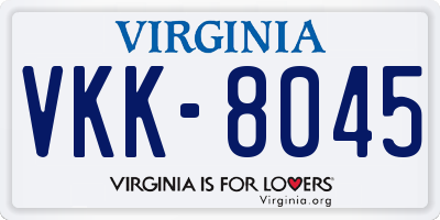 VA license plate VKK8045