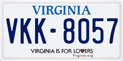 VA license plate VKK8057
