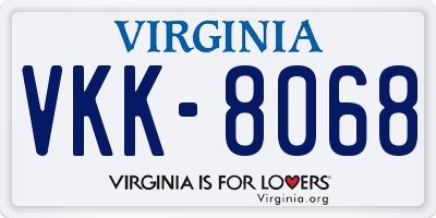 VA license plate VKK8068