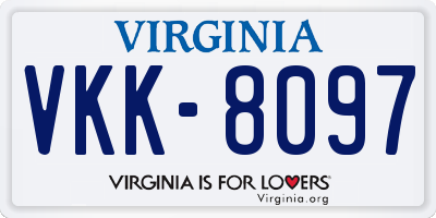 VA license plate VKK8097