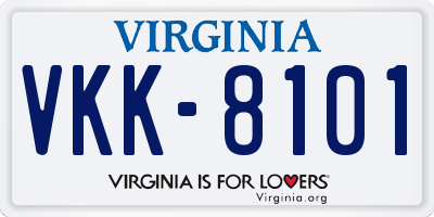VA license plate VKK8101