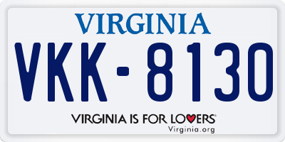 VA license plate VKK8130
