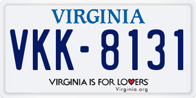 VA license plate VKK8131