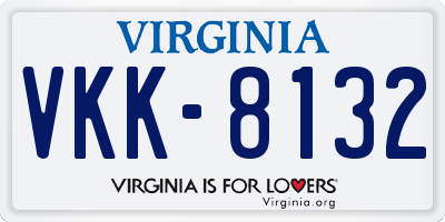VA license plate VKK8132