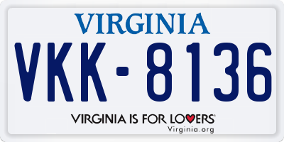 VA license plate VKK8136