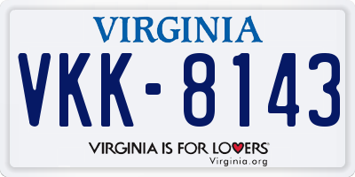 VA license plate VKK8143