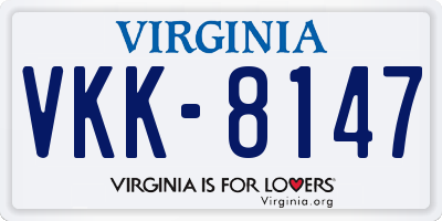 VA license plate VKK8147