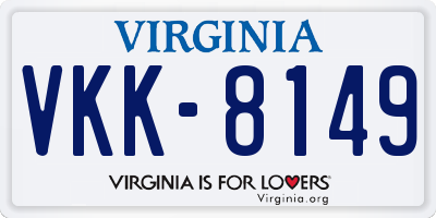 VA license plate VKK8149