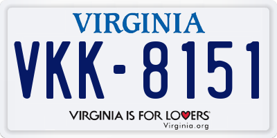 VA license plate VKK8151
