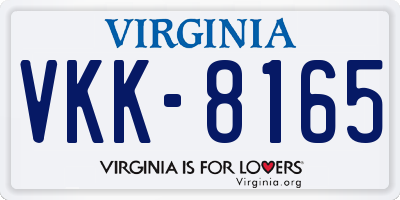 VA license plate VKK8165