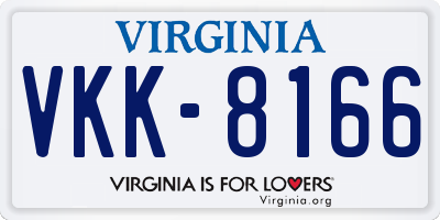 VA license plate VKK8166