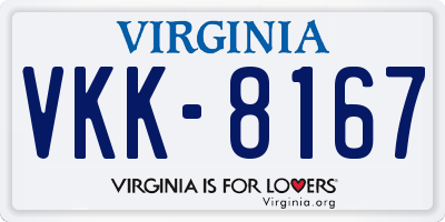 VA license plate VKK8167