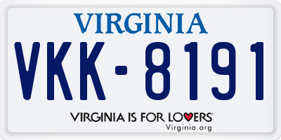 VA license plate VKK8191