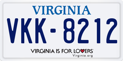 VA license plate VKK8212