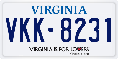 VA license plate VKK8231
