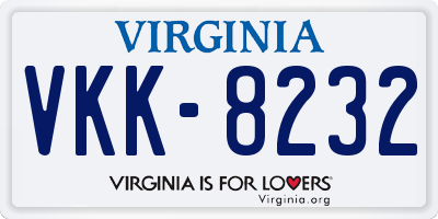 VA license plate VKK8232