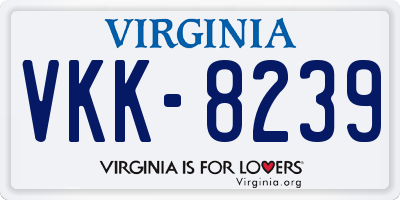 VA license plate VKK8239